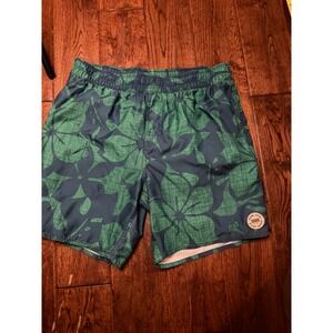 Ron Jon Surf Shop Mens Green Tropical Floral Swim Trunks Board Shorts Size M‎